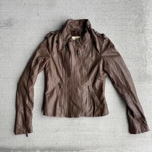 00's vintage brown leather moto fairycore jacket | XS
